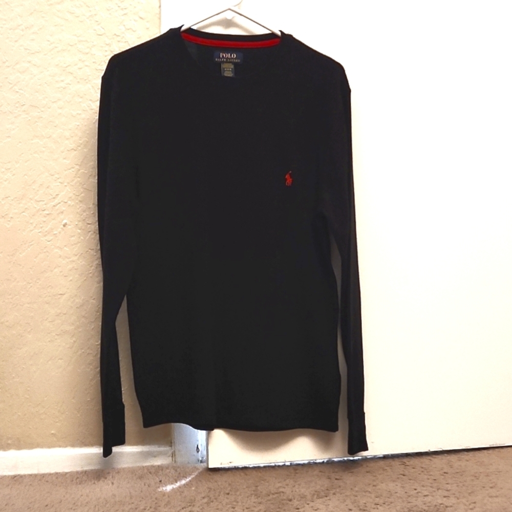 Polo Ralph Lauren Long Sleeve Waffle Knit Tee Black